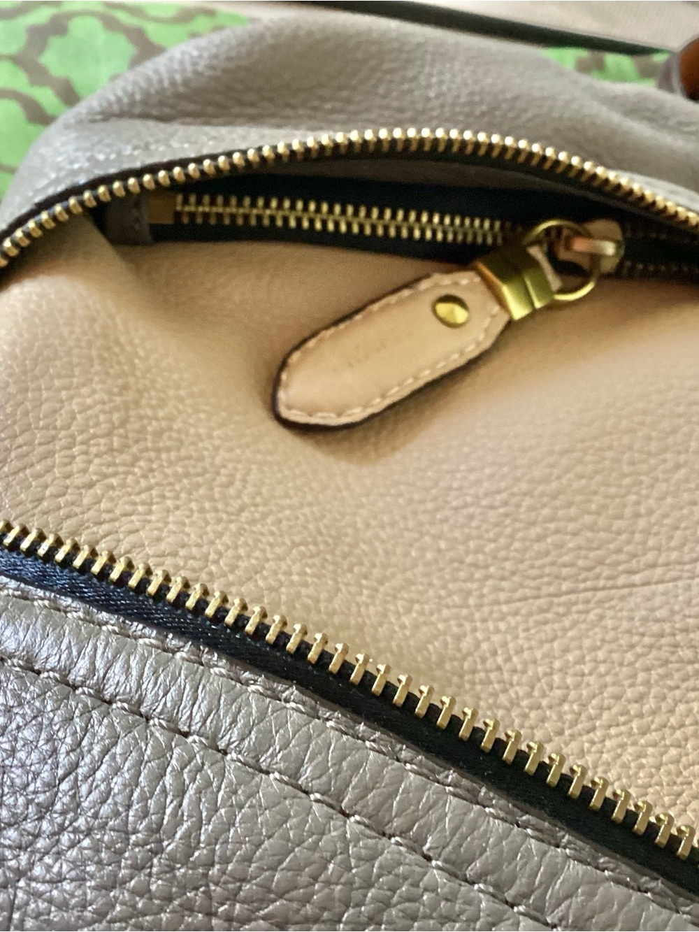 orYANY “Lian” Tri-Tone Leather Satchel in Beige, Gray & Tan - Picture 5 of 12